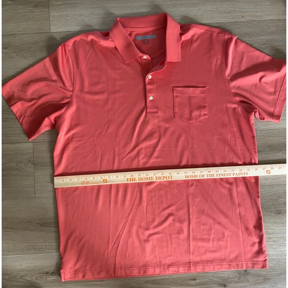 Greg Norman Mens XXL Play Dry Coral Red Golf Polo Shirt Chest Pocket
